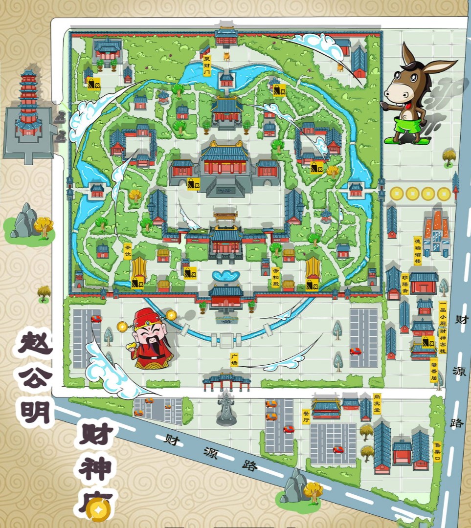 涿鹿寺庙类手绘地图